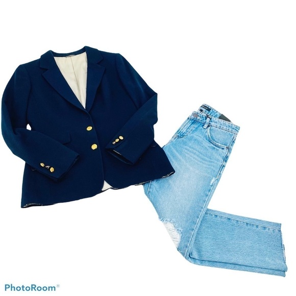 AQUASCUTUM OF LONDON Vintage Navy Blazer (See Measurements) - Picture 6 of 8